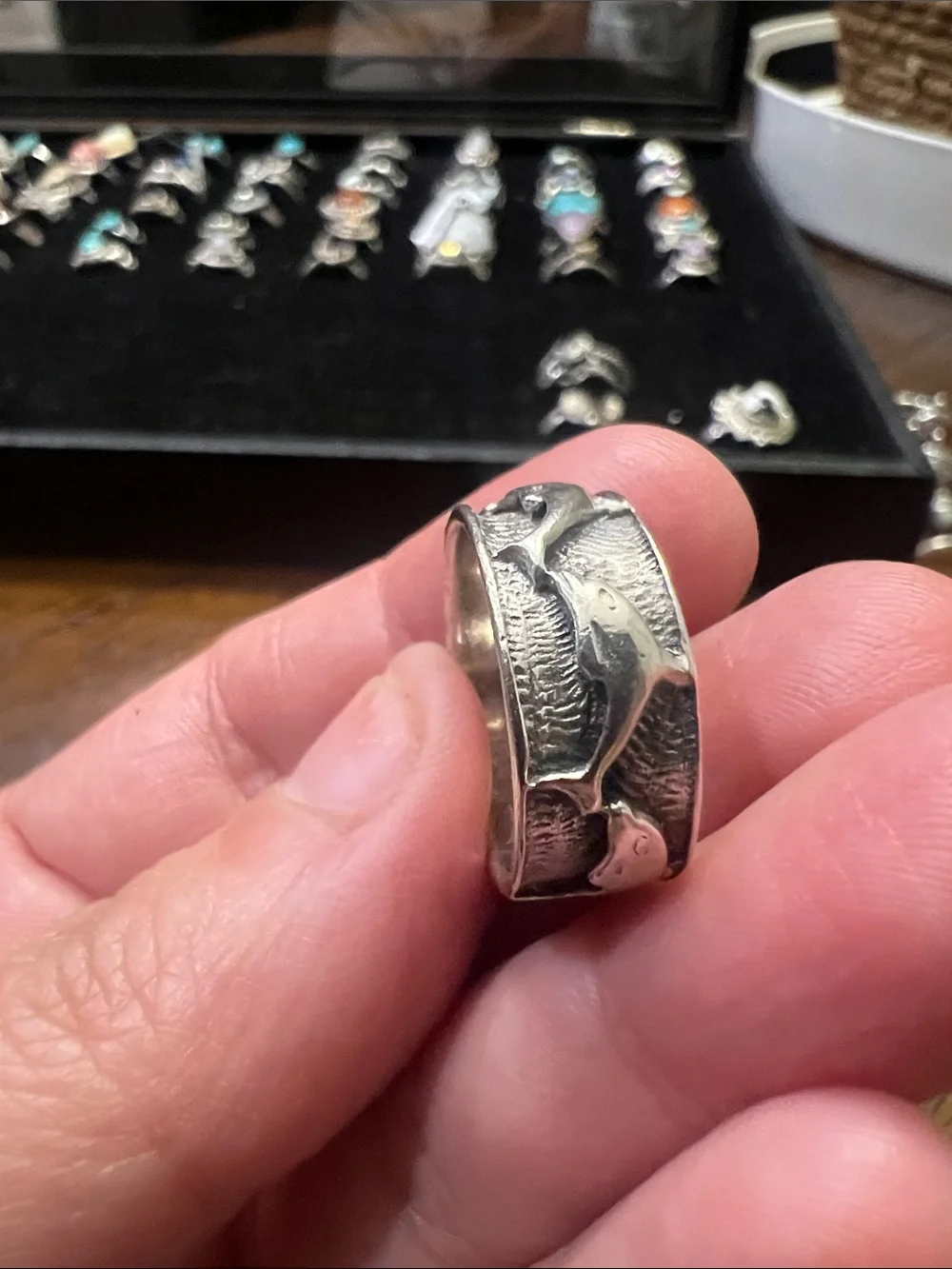 Sterling Silver Dolphin Band Ring - Silver Size 6.5